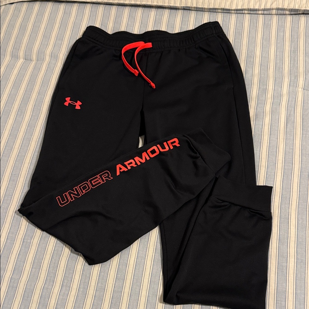 Under Armour Black Pants with orange Details. Size YLG